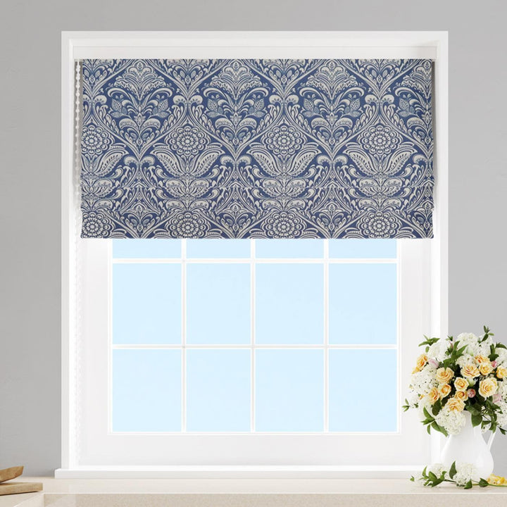 Hathaway Indigo Made To Measure Roman Blind -  - Ideal Textiles
