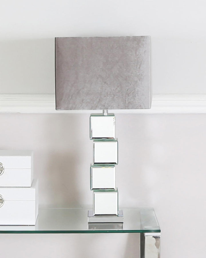 Silver Mirrored Blocks Table Lamp - Ideal