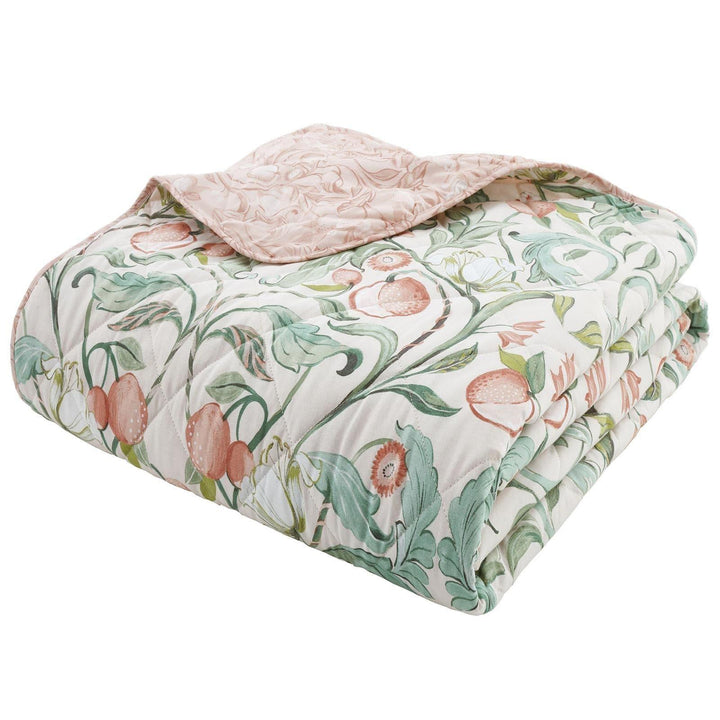 Clarence Floral Quilted Bedspread Natural & Green - Ideal