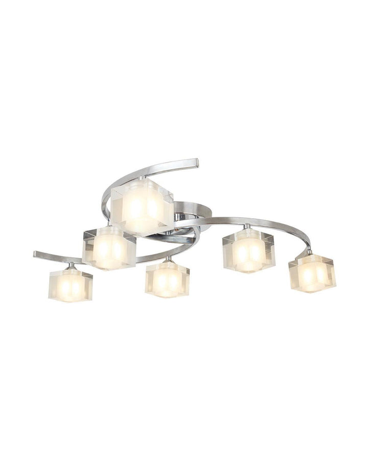 Ice 6 Light Ceiling Fitting Chrome - Glass Shade - Ideal