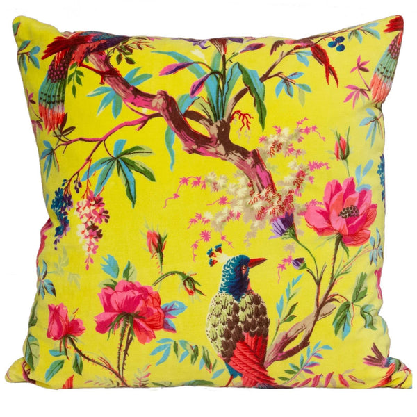 Paradise Tropical Chinoiserie Velvet Acacia Cushion Covers 20'' x 20'' -  - Ideal Textiles