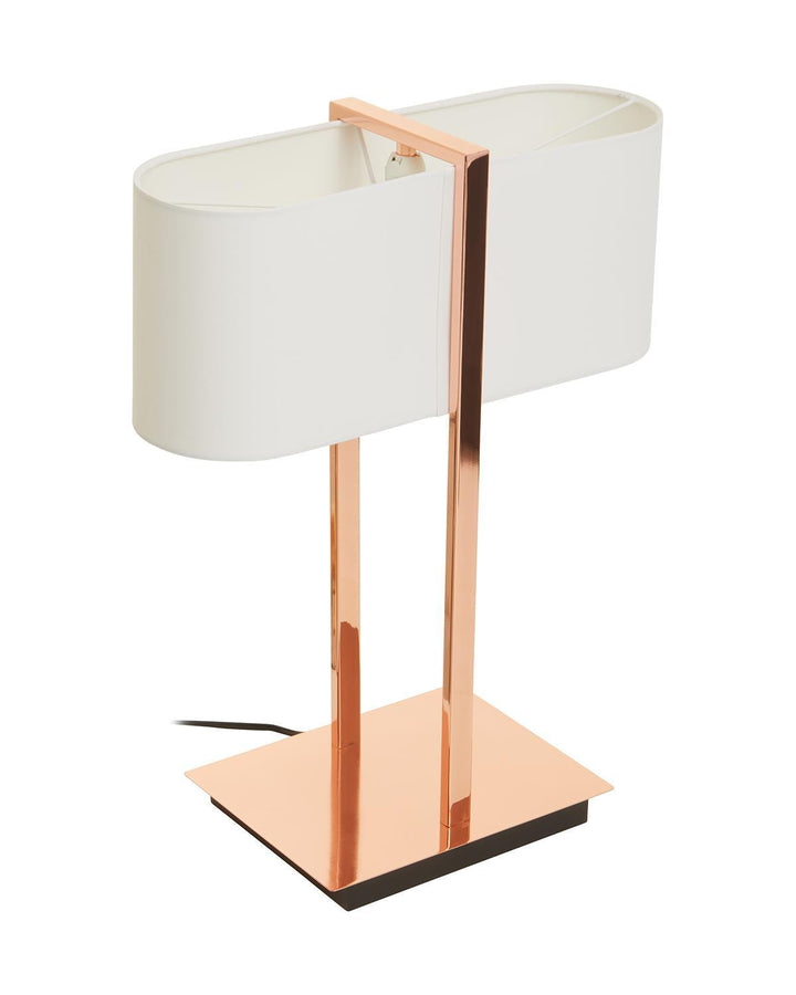 Copper Linear Sculptural Table Lamp with White Shade - Ideal