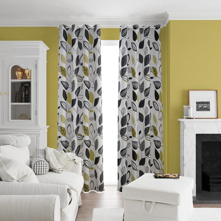 Forest Leaves Noir Made To Measure Curtains -  - Ideal Textiles
