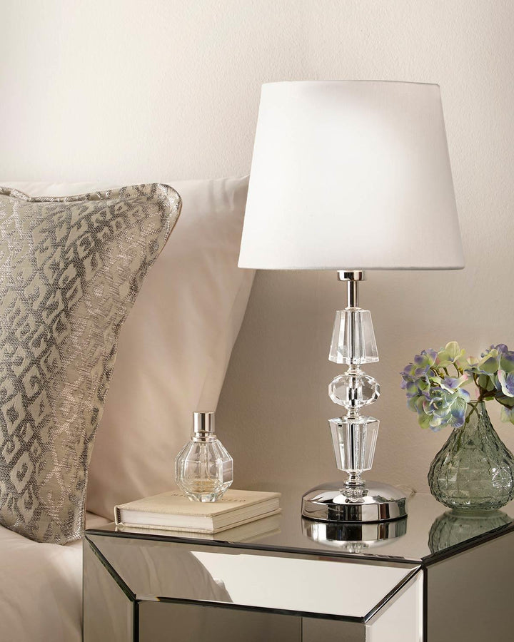 James Crystal Table Lamp with Off-White Shade - Ideal