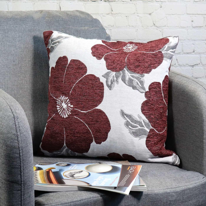 Kira Poppy Aubergine Cushion Covers 18" x 18" -  - Ideal Textiles
