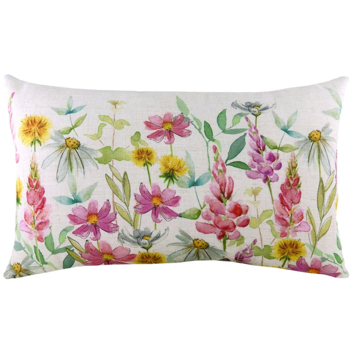 Wild Flowers Ava Multicolour Filled Boudoir Cushions 12'' x 20'' - Polyester Pad - Ideal Textiles