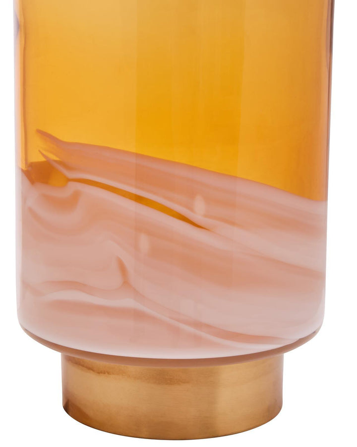Sienna Amber & Brass Tall Glass Vase - Ideal