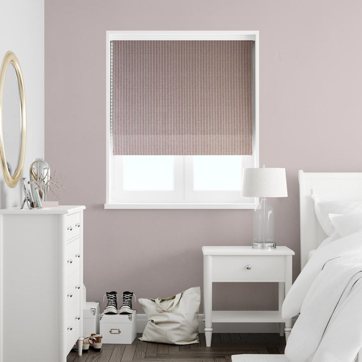 Pencil Stripe Rose Made To Measure Roman Blind -  - Ideal Textiles