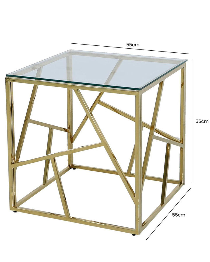 Tetra Gold Glass Side Table - Ideal