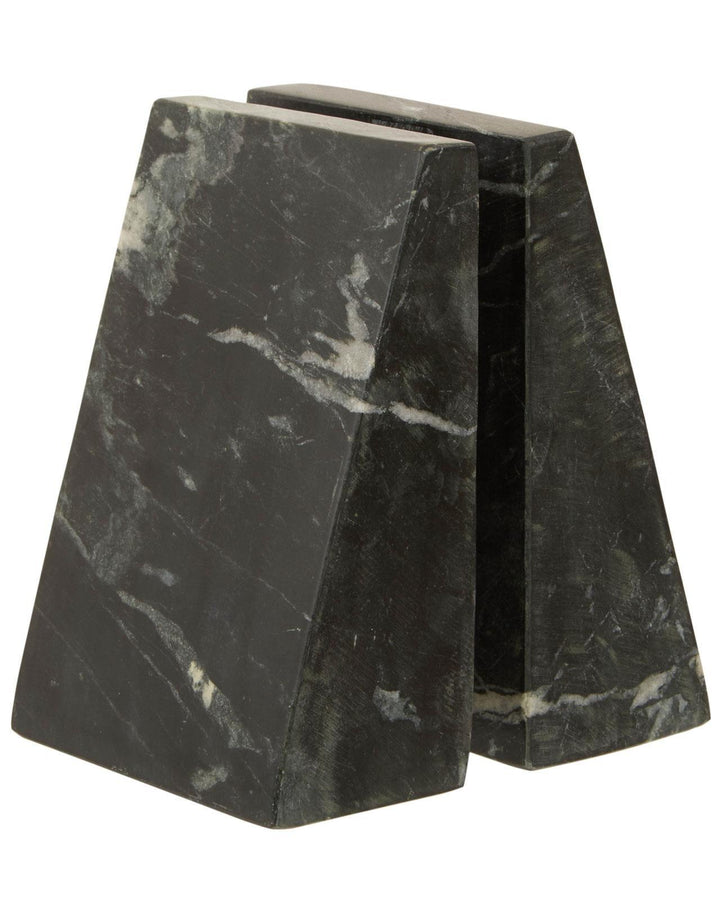Pair of Hand Cut Marble Bookends Black - Ideal