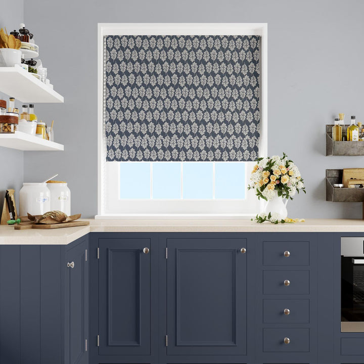 Oak Leaf Midnight Made To Measure Roman Blind -  - Ideal Textiles