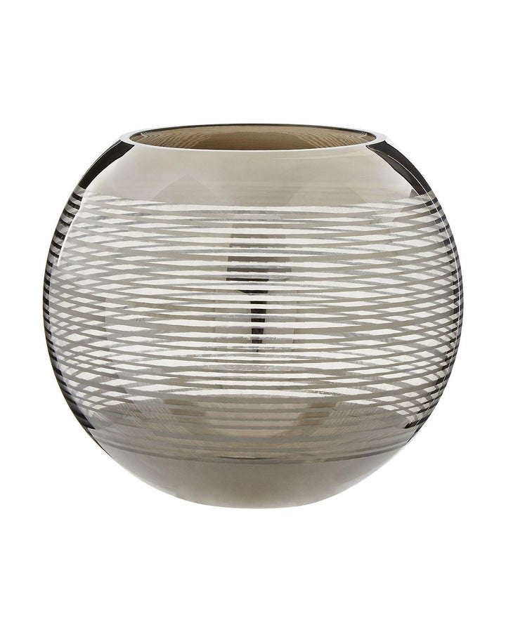 Semi-Transparent Nickel Stripe Glass Large Rounded Vase - Ideal