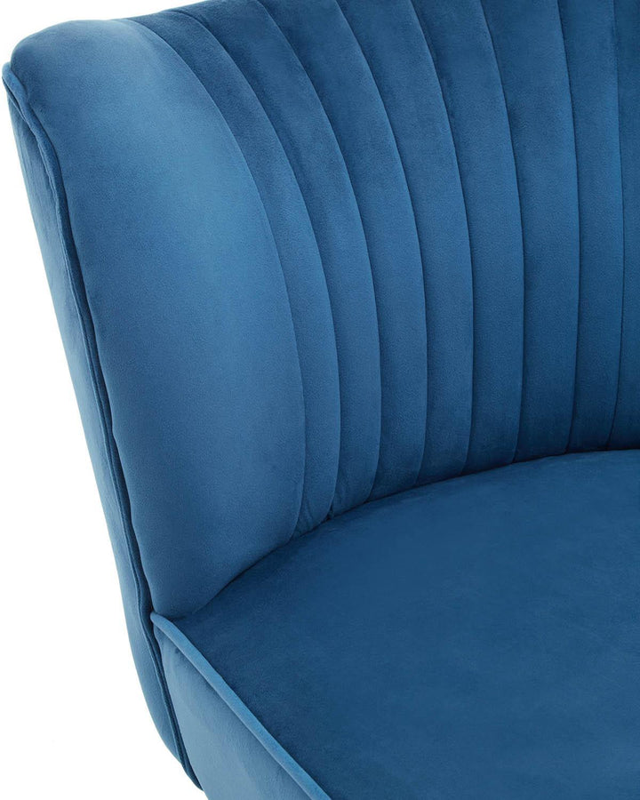 Blue Velvet Chair Black Splayed Legs - Ideal