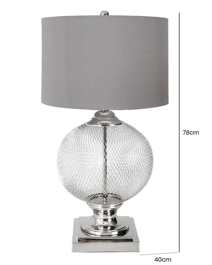 Grey Metal Cage Table Lamp - Ideal