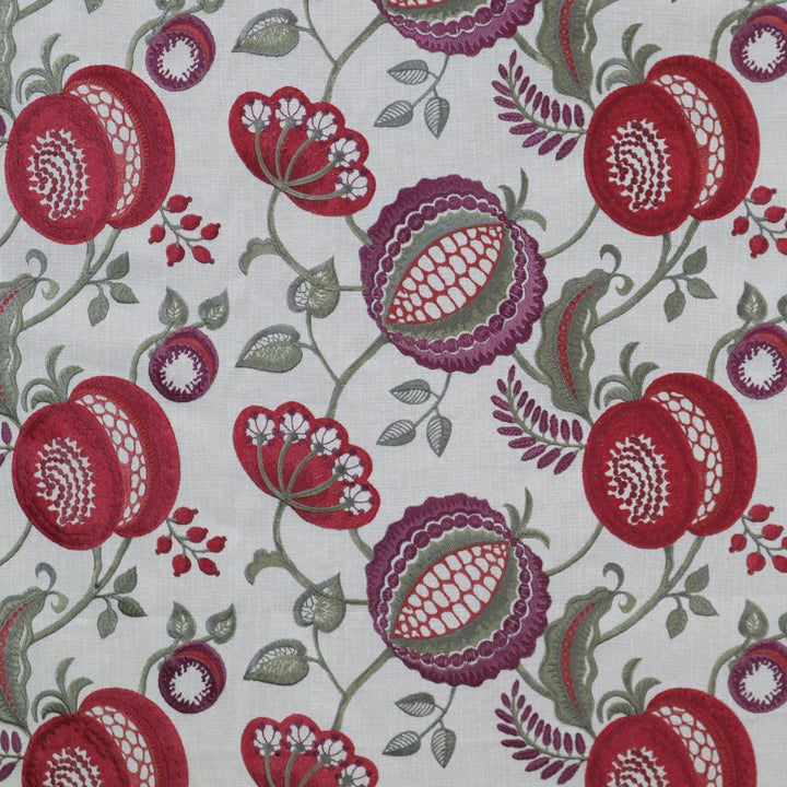 FABRIC SAMPLE - Figs & Strawberrys Ruby Embroidery 137 -  - Ideal Textiles