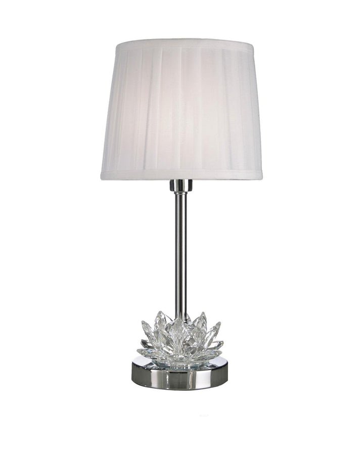Chrome Florence Crystal Table Lamp with White Shade - Ideal