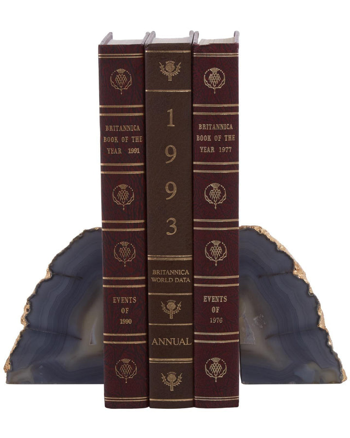 Agate Bookends Grey & Gold - Ideal