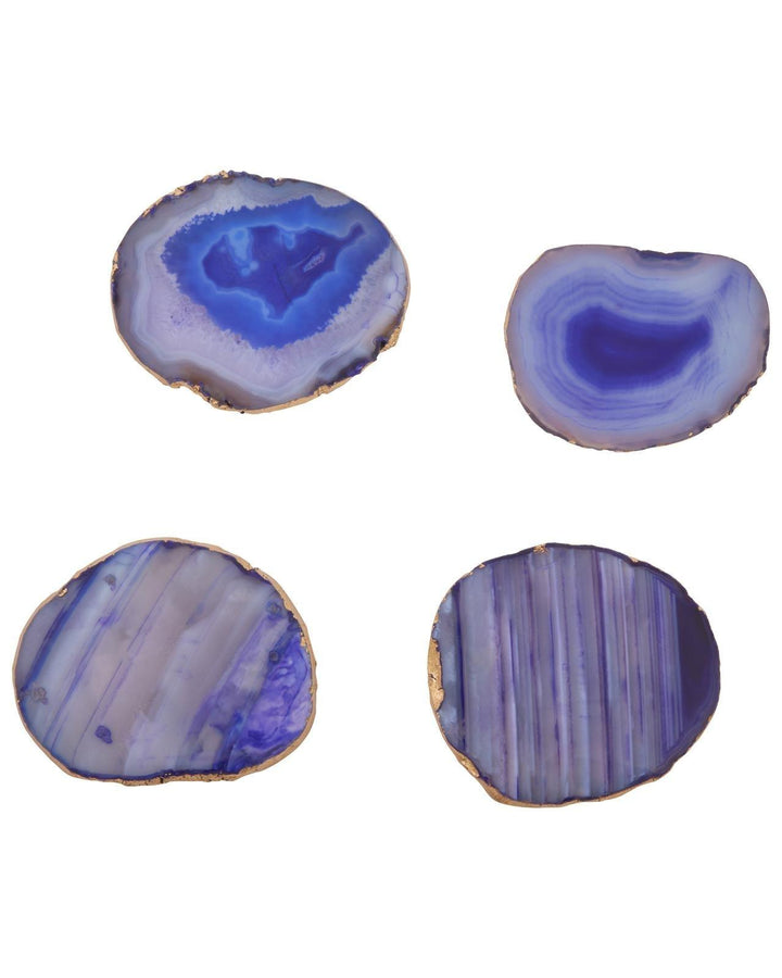 Set of 4 Agate Coasters Blue & Gold - Ideal