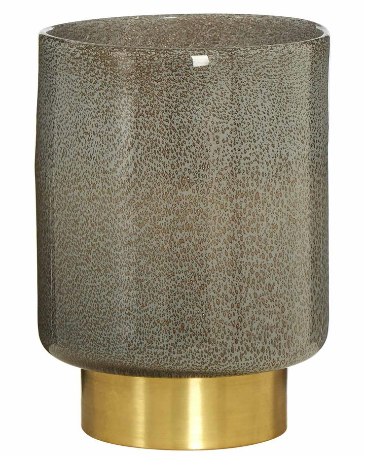 Small Pinto Grey & Brass Glass Vase - Ideal