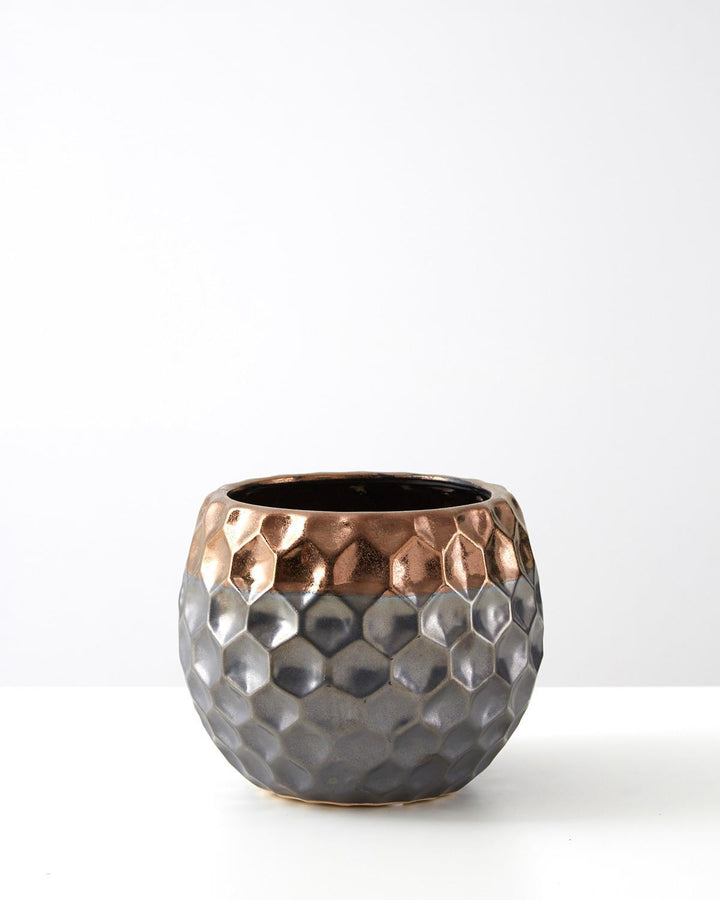 Honeycomb Hexagon Porcelain Planter - Copper/Silver - Ideal