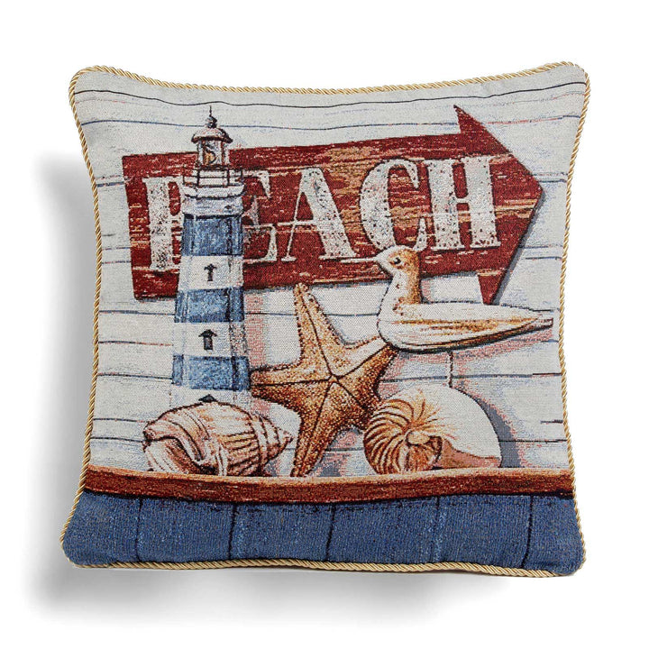 Beach Woven Tapestry Cushion Cover 18" x 18" -  - Ideal Textiles