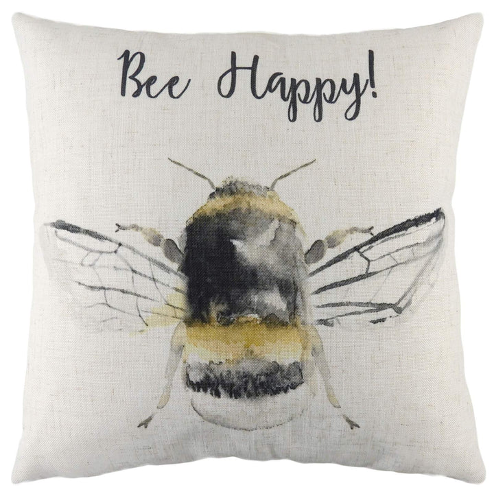 Bee Happy Watercolour Bumblebee Print Cushion Covers 17'' x 17'' -  - Ideal Textiles