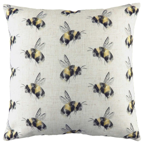 Bee You Repeat Watercolour Bumblebee Print Filled Cushions 17'' x 17'' - Polyester Pad - Ideal Textiles