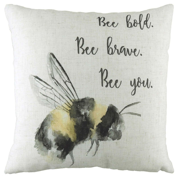 Bee You Watercolour Bumblebee Print Filled Cushions 17'' x 17'' - Polyester Pad - Ideal Textiles