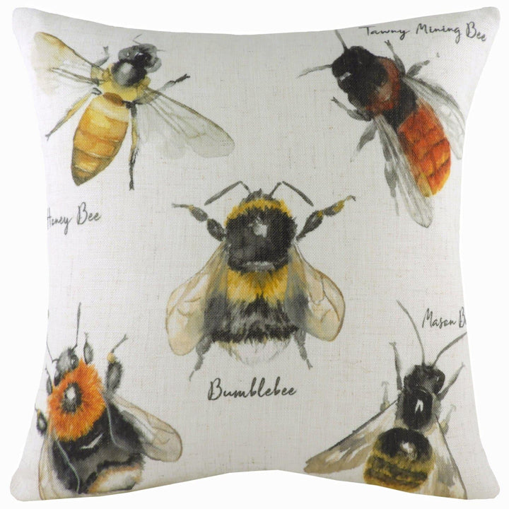 Species Bees Watercolour Print Cushion Covers 17'' x 17'' -  - Ideal Textiles