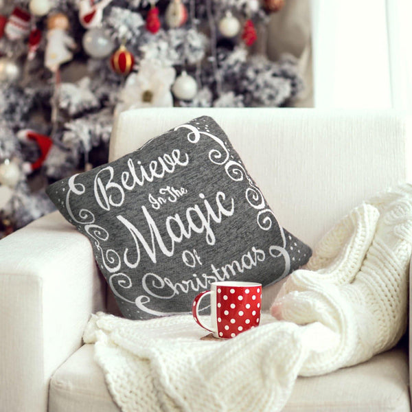 Believe in Magic Chenille Christmas Cushion Cover 17'' x 17'' - Ideal