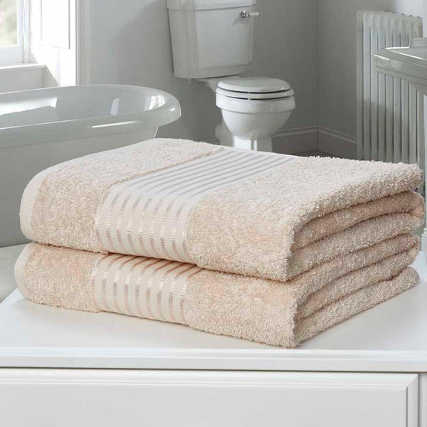 Windsor 100% Cotton Bath Sheet Pair Biscuit - Ideal