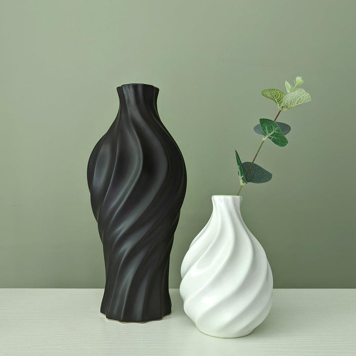 Silhouette Swirl Vase 25cm Black -  - Ideal Textiles