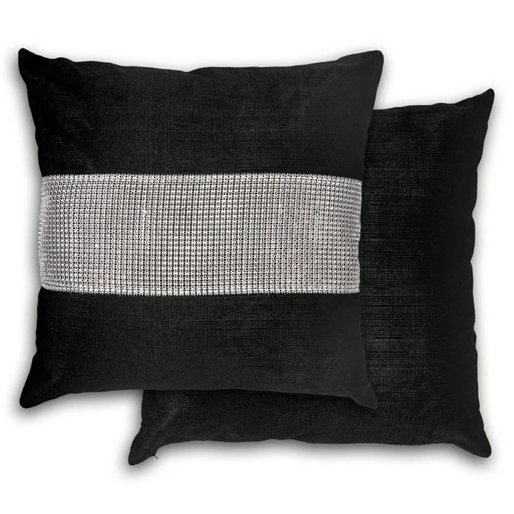 Eclat Diamante Velvet Black Cushion Cover 22'' x 22'' - Ideal