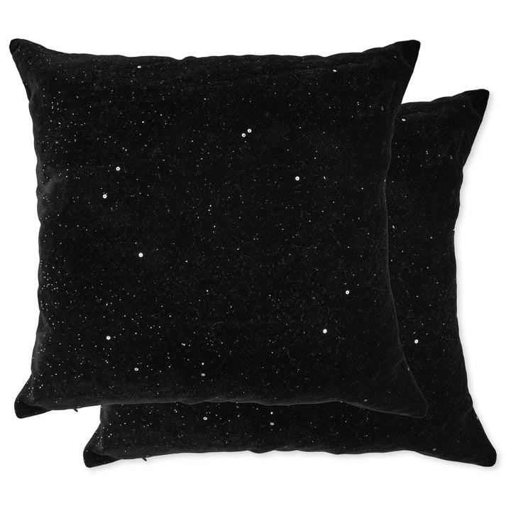 Electra Sequin Velvet Black Cushion Cover 17'' x 17'' - Ideal