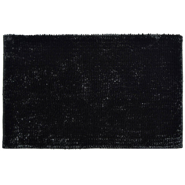 Newbury Chenille Non-Slip Bath Mat Black -  - Ideal Textiles