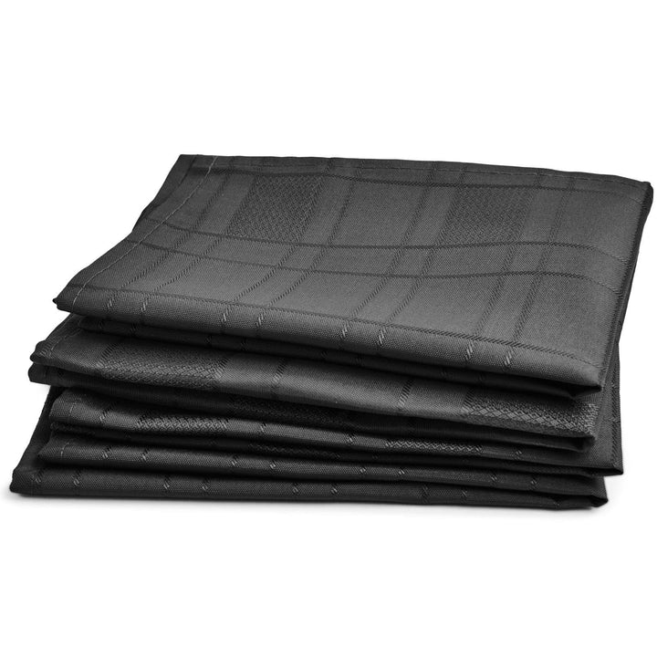 Chequers Jacquard Check Black Tablecloths & Napkins -  - Ideal Textiles