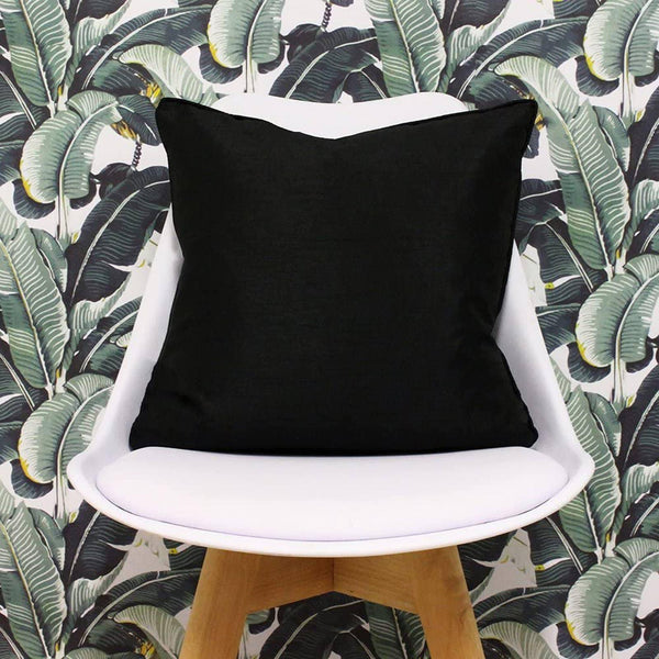 Fiji Plain Faux Silk Black Cushion Covers 17'' x 17'' -  - Ideal Textiles