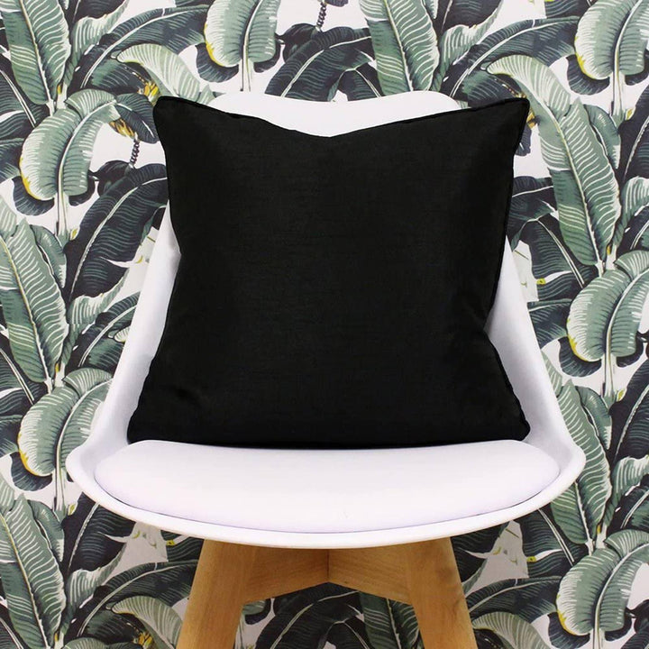Fiji Plain Faux Silk Black Cushion Covers 17'' x 17'' -  - Ideal Textiles