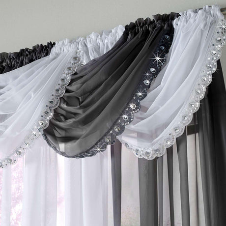 Jewelled Black Voile Curtain Swags Voile Curtain Alan Symonds   