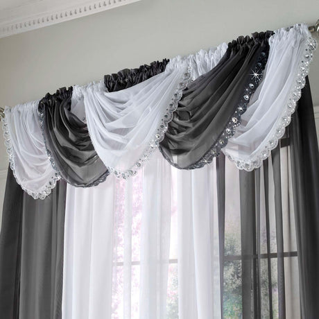 Jewelled Black Voile Curtain Swags Voile Curtain Alan Symonds   