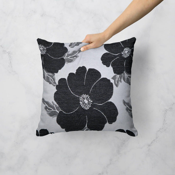 Kira Poppy Black Cushion Covers 22" x 22" -  - Ideal Textiles