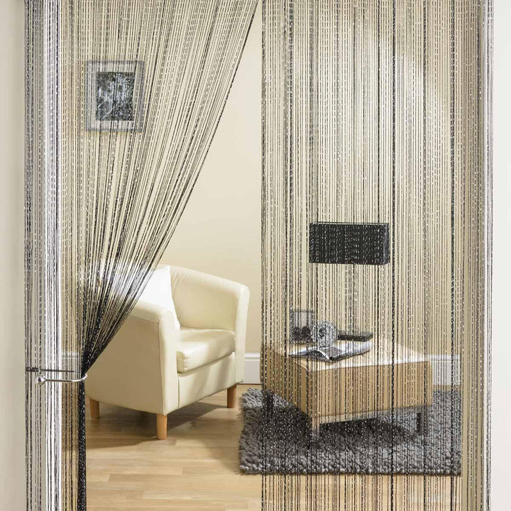 Glam Sparkle Black String Door Curtain Panel -  - Ideal Textiles