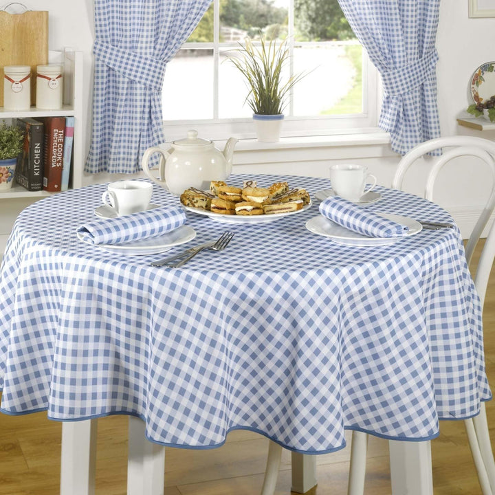 Molly Gingham Check Blue Tablecloths & Napkins - Ideal