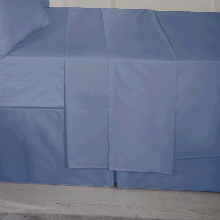 Plain Percale Flat Sheet Blue Ideal Textiles