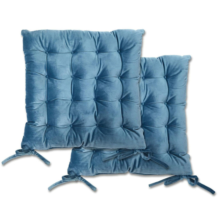 Holland Plush Velvet Blue Kitchen & Dining Seat Pad -  - Ideal Textiles