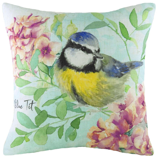 Blue Tit Watercolour Painted Style Cushion Covers 17'' x 17'' -  - Ideal Textiles