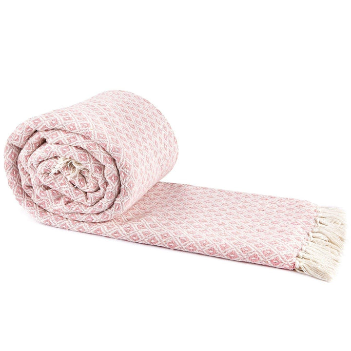 Casablanca Diamond 100% Recycled Cotton Blush Pink Throws - 127cm x 152cm - Ideal Textiles