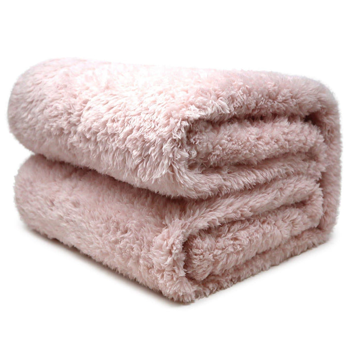 Teddy Bear Fleece Blush Pink Throw Blankets - 150cm x 200cm - Ideal Textiles
