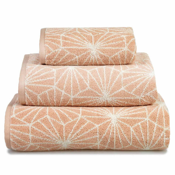 Madrid Geometric Jacquard Cotton Towel Blush -  - Ideal Textiles
