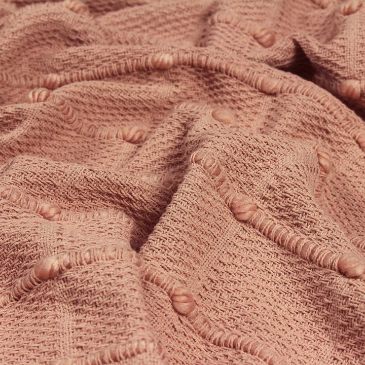 Motti Linear Weave Fringed Blush Pink Throw 130cm x 180cm -  - Ideal Textiles